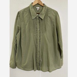 Venezia LANE BRYANT 2 Pc.NWT Olive Green Top 18/20 Tuxedo Ruffles Shirt